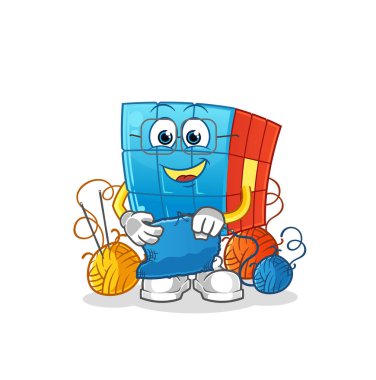 Rubik Küp terzi maskotu. çizgi film vektörü