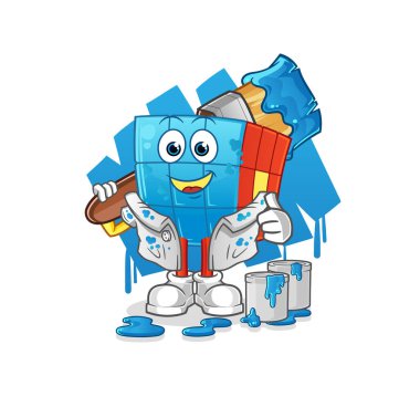 Rubik Küp ressamı çizimi. karakter vektörü