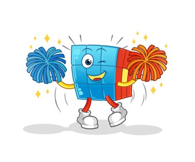 Rubik Küpü 'nün amigo kız çizgi filmi. çizgi film maskotu vektörü