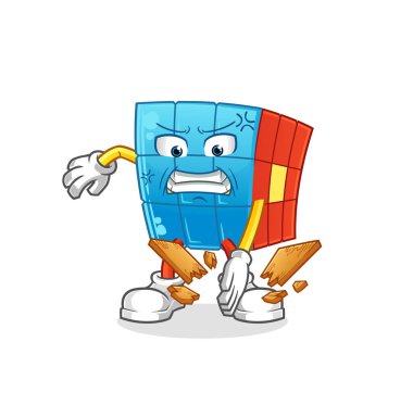 Rubik Küp karate maskotu. çizgi film vektörü