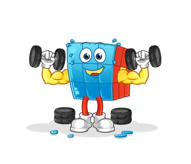 Rubik Küp Ağırlık Eğitimi Çizimi. karakter vektörü