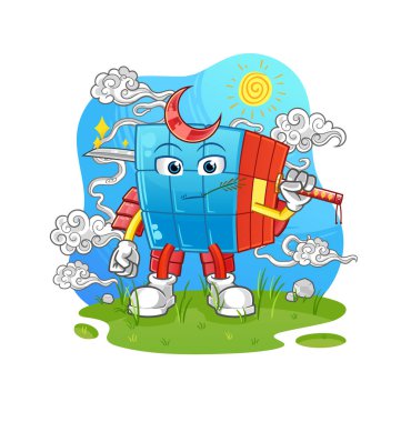 Rubik Küplü Samuray çizgi filmi. çizgi film maskotu vektörü