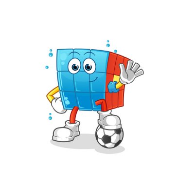 Rubik Küpü futbol illüstrasyonu oynuyor. karakter vektörü