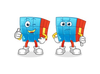 Rubik Küpü onayladı ve kabul etmedi. çizgi film maskotu vektörü