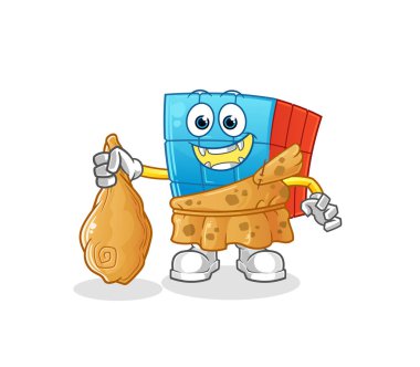 Rubik Küpü eski bir karikatür. çizgi film maskotu vektörü