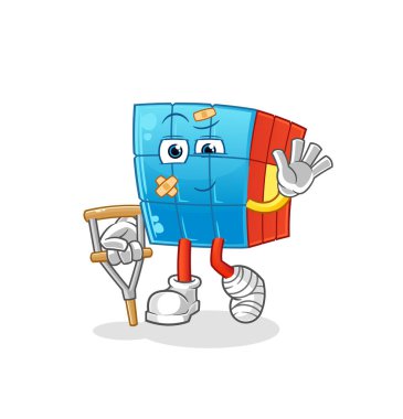 Rubik Küpü topallıyor. çizgi film maskotu vektörü