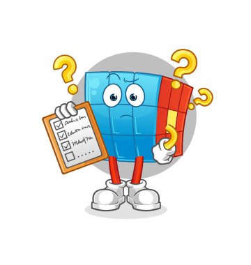 Rubik Küpü takvim listesi vektörü. çizgi film karakteri