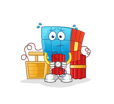 Rubik Küpü 'nde dinamit karakteri var. çizgi film maskotu vektörü