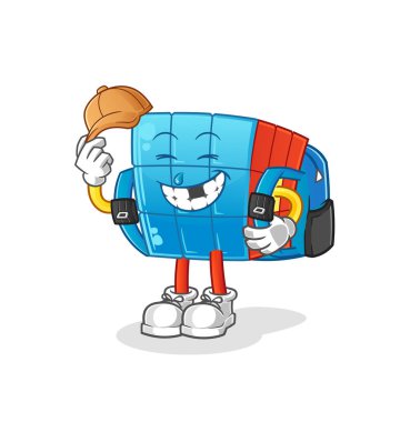 Rubik Küpü okul vektörüne gidiyor. çizgi film karakteri