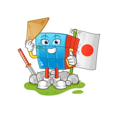 Rubik Küp Japon vektörü. çizgi film karakteri