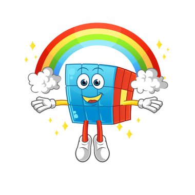 Gökkuşaklı Rubik Küpü. çizgi film vektörü