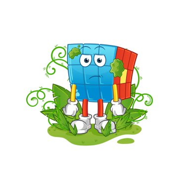 Rubik Küpü uzun zamandır maskotu bekliyor. çizgi film vektörü