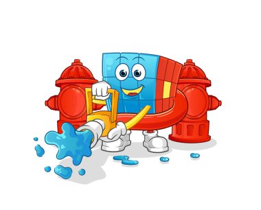 Rubik Küp itfaiyeci vektörü. çizgi film karakteri