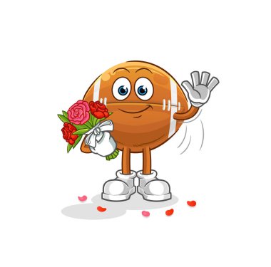 Buket maskotlu ragbi topu. çizgi film vektörü