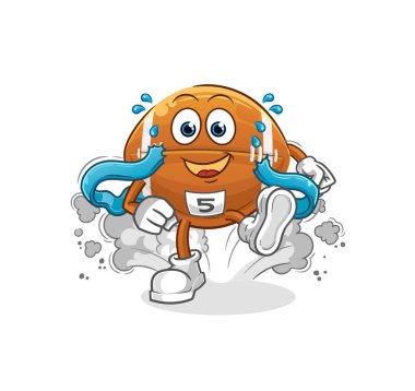 Ragbi topu koşucusu karakter. çizgi film maskotu vektörü