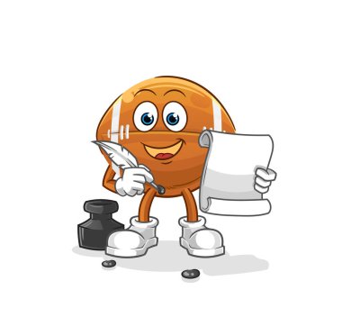 Ragbi topu yazar vektörü. çizgi film karakteri