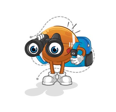 Dürbünlü ragbi topu. çizgi film maskotu vektörü