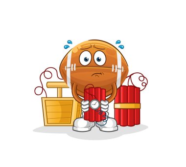 Rugby topunda dinamit karakteri var. çizgi film maskotu vektörü