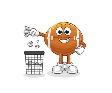 Ragbi topu, çöp maskotu. çizgi film vektörü