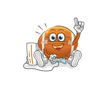 Ragbi topu video oyunları oynuyor. çizgi film karakteri