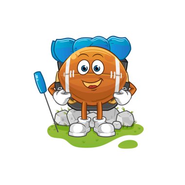 Ragbi topu kamp maskotuna gidiyor. çizgi film vektörü