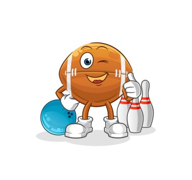 Ragbi topu bowling illüstrasyonu. karakter vektörü