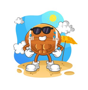 Rugby topu yazın güneşleniyor. karakter vektörü