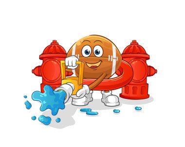 Ragbi topu itfaiyeci vektörü. çizgi film karakteri