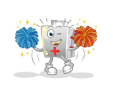 İlk yardım çantası amigo kız çizgi filmi. çizgi film maskotu vektörü