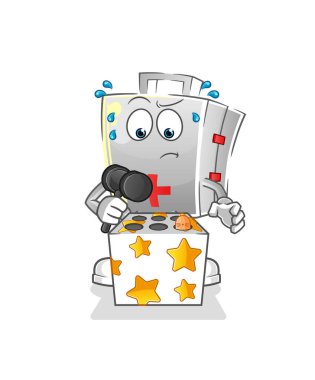 İlk yardım çantası bir köstebek maskotunu öldürdü. çizgi film vektörü