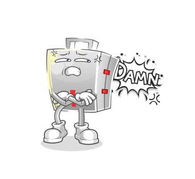 first aid kit very pissed off illustration. character vector