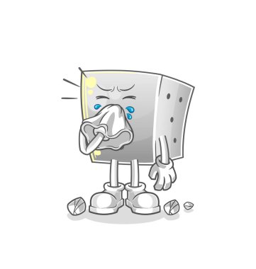 zar sümkürme karakteri. çizgi film maskotu vektörü