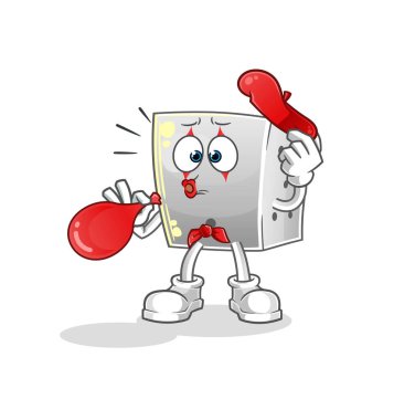 Zar pandomim balonu şişiriyor. çizgi film maskotu vektörü