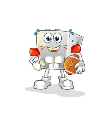 zar oyunu rugby karakteri. çizgi film maskotu vektörü