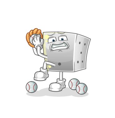 zar beyzbolu atıcı çizgi filmi. çizgi film maskotu vektörü