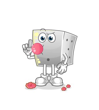 Zar sakız çiğneme vektörü. çizgi film karakteri