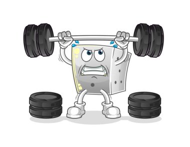 Zar halterci karakteri kaldırıyor. çizgi film maskotu vektörü