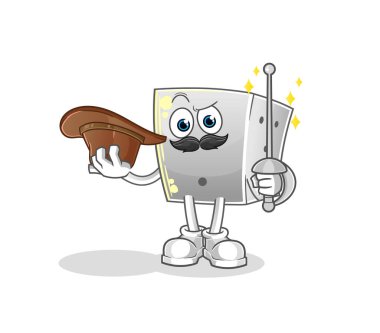 zar eskrimcisi karakteri. çizgi film maskotu vektörü