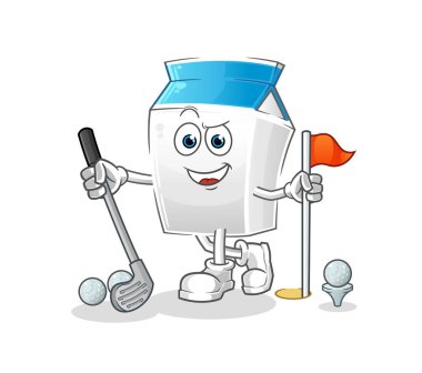 Golf oynayan süt. çizgi film karakteri