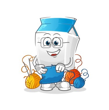 Süt terzisi maskotu. çizgi film vektörü