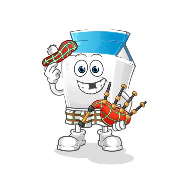 Gayda taşıyıcısı olan İskoç sütü. çizgi film karakteri