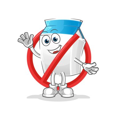 Süt maskotuna hayır de. çizgi film vektörü