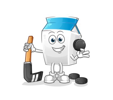Hokey oynayan süt. çizgi film karakteri