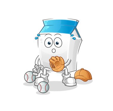 Süt Beyzbol Yakalayıcı çizgi filmi. çizgi film maskotu vektörü