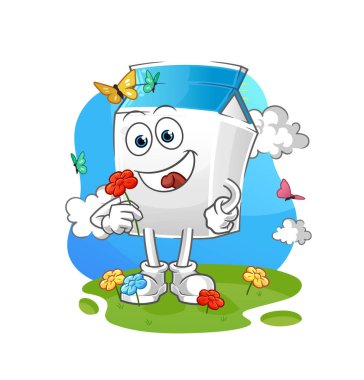 İlkbaharda süt toplayan çiçekler. karakter vektörü