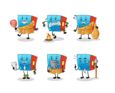 Rubik Küpü 'nün ilkel insan grubu karakteri. maskot vektörü