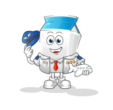Süt pilotu maskotu. çizgi film vektörü