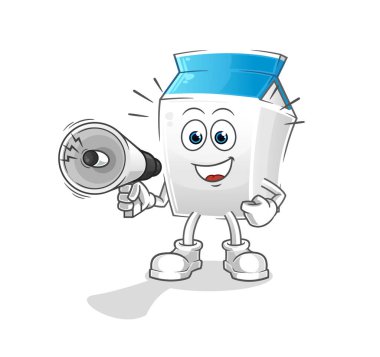 Süt, hoparlör vektörü. çizgi film karakteri