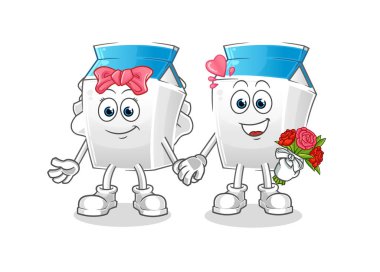 Süt düğün çizgi filmi. çizgi film maskotu vektörü
