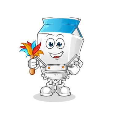 Sütçü kız maskotu. çizgi film vektörü